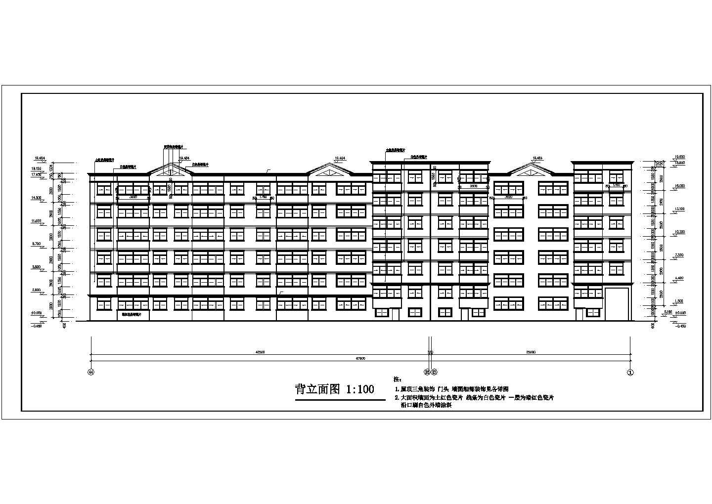 5500平米左右六层框混结构单体住宅楼全套建筑设计CAD图纸