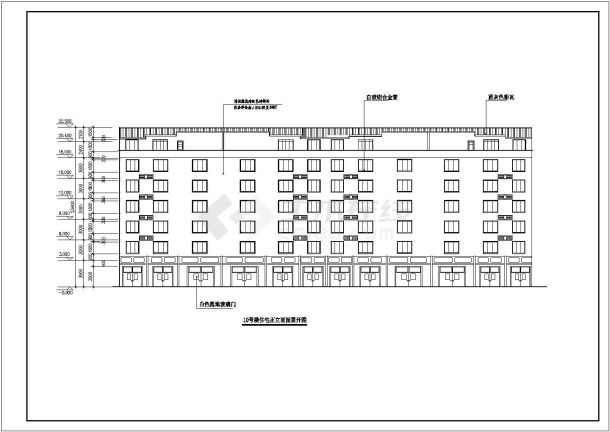3200平米6+1层框架结构商住楼建筑设计CAD图纸（底层商用）-图二