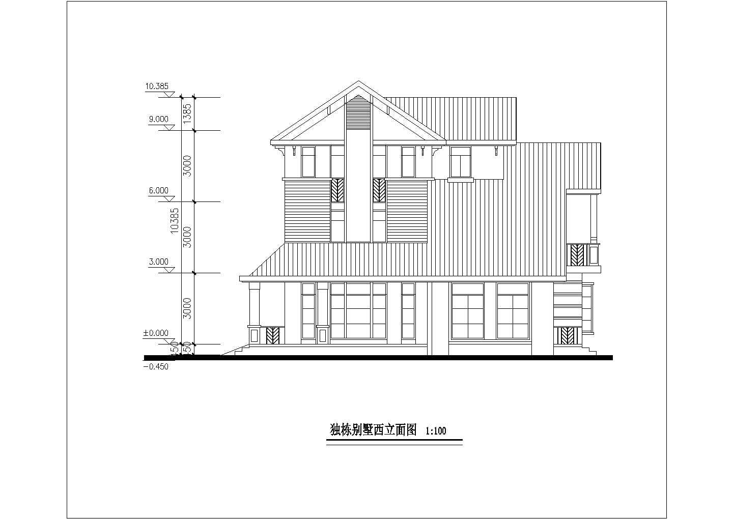 280平米3层砖混结构现代化单体别墅平立剖面设计CAD图纸