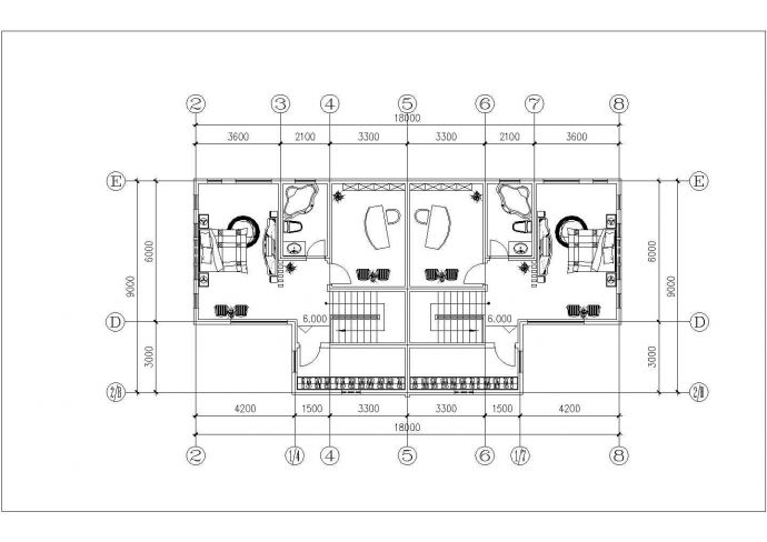 3层框混结构双拼别墅平立剖面设计CAD图纸（每户310平米）_图1