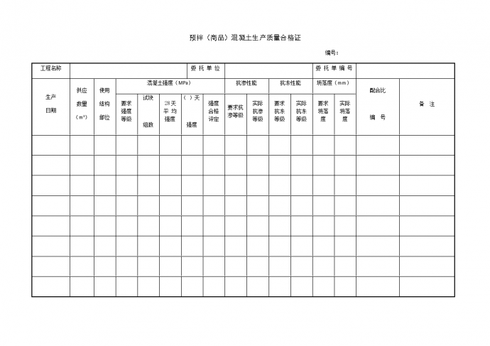 预拌商品混凝土生产质量合格证_图1