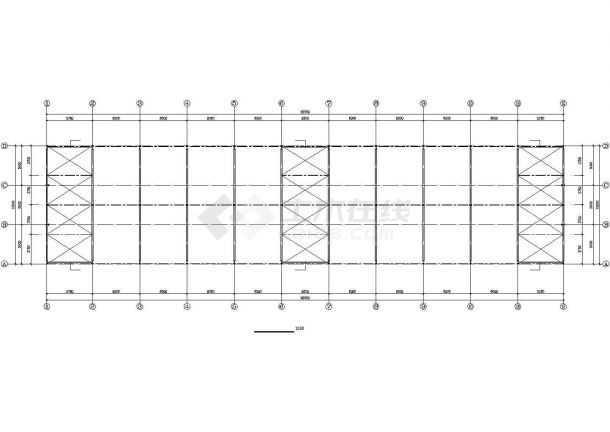 975平方米跨轻钢结构厂房结构施工设计cad图-图一