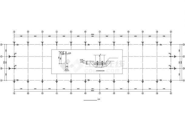 975平方米跨轻钢结构厂房结构施工设计cad图-图二