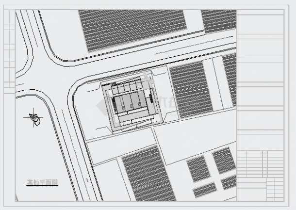 51米 宽51米 3层2609.2平米展览展馆CAD建筑初步设计方案图-基地平面图-图一