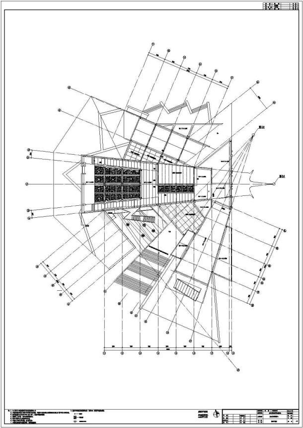 某博物馆文本及游客服务中心CAD建筑施工图-平面图-图一