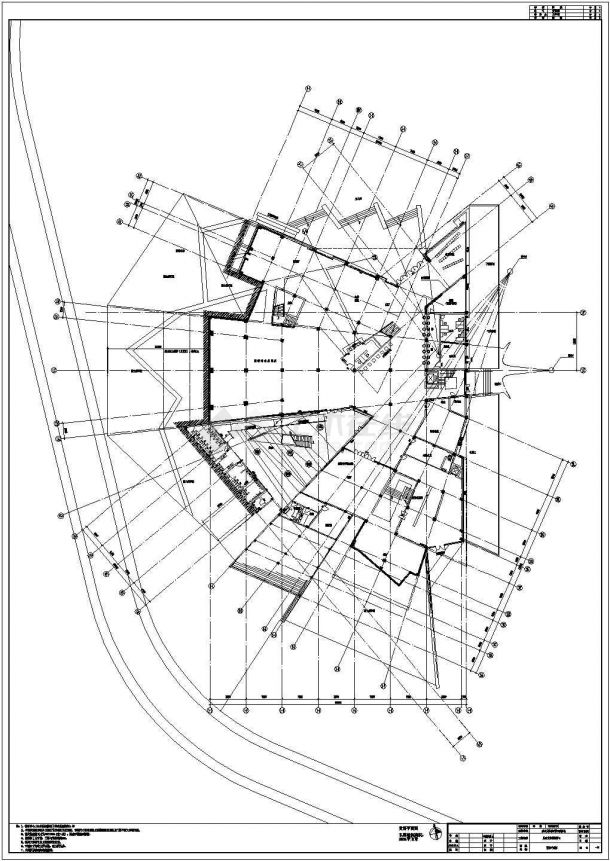 某博物馆文本及游客服务中心CAD建筑施工图-平面图-图二