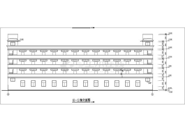 宁波市某工业区1940平米四层框架结构职工宿舍楼建筑设计CAD图纸-图一