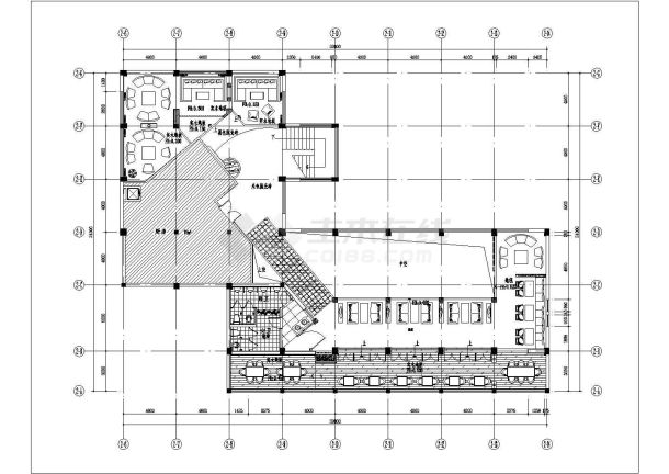 金螳螂--水乡邻里.李公堤 玉禅咖啡馆二层CAD建筑设计总平面图-图一