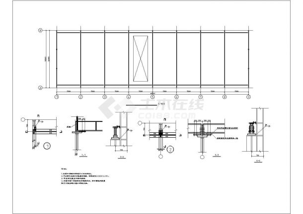 单层钢架结构厂房建筑结构施工图（ 60x18m）-图一