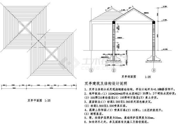 某欧式小区双亭CAD景观设计施工图-图一