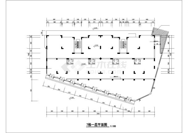 保定市兰苑小区六层砖混商住楼建筑设计CAD图纸（含阁楼/一层为商铺）-图一
