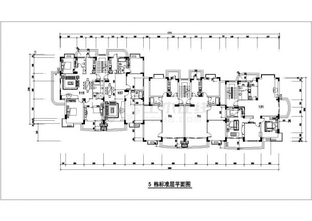 合肥市汉阳路某小区6x3+16层四栋联排式商住楼全套建筑设计CAD图纸-图一