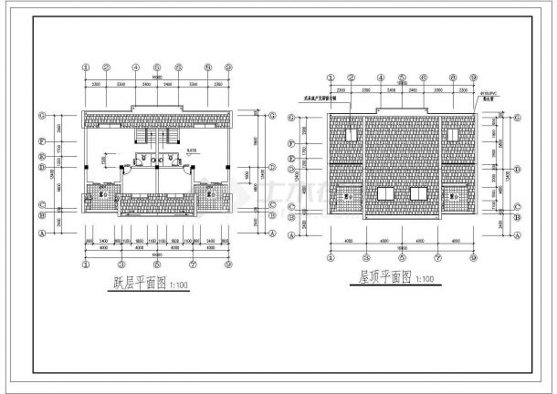 地下1地上3+1跃层双拼别墅建筑设计cad图-图二