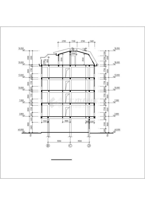 西安市岚金华园小区6层砖混结构住宅楼建筑设计CAD图纸（含阁楼/架空层）-图一