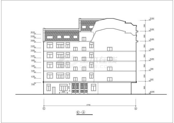 西安市岚金华园小区6层砖混结构住宅楼建筑设计CAD图纸（含阁楼/架空层）-图二