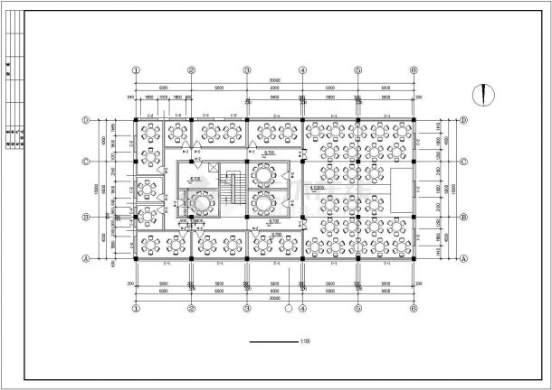  3层饭店建筑结构施工图（长30米 宽15米）-图一