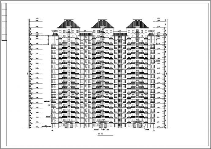 台州市某新建小区21层剪力墙结构住宅楼平立剖面设计CAD图纸_图1