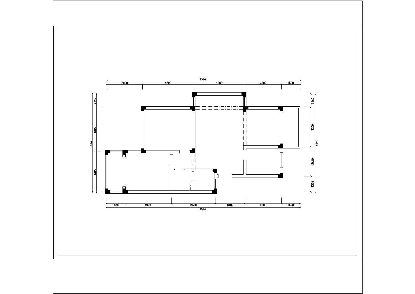 某两室两厅家居装修设计cad施工图纸