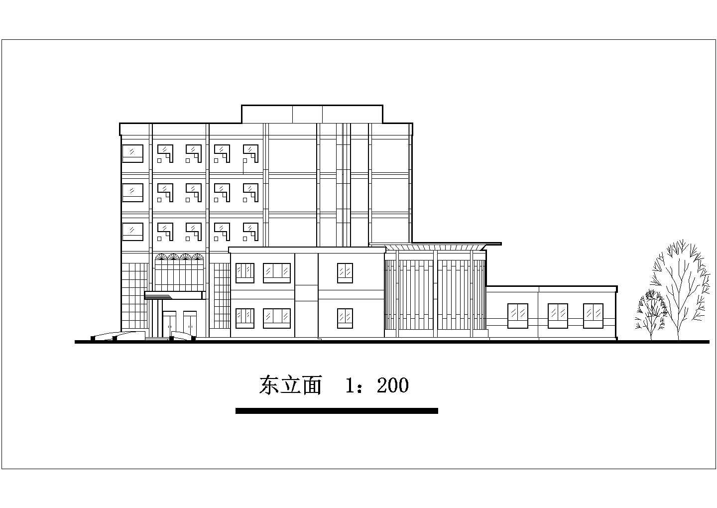 武汉某商业街2900平米五层砖混结构连锁旅馆平立剖面设计CAD图纸