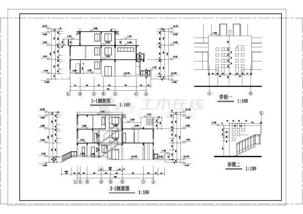 2+1阁楼层3户联排778.04平米别墅设计cad-图二