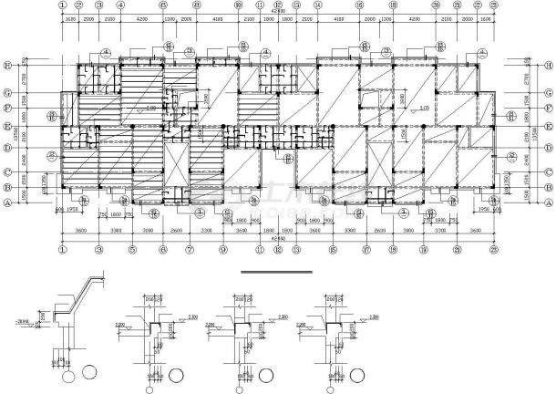 某地精巧型7层异形柱框架住宅楼结构施工CAD图（19张）-图二