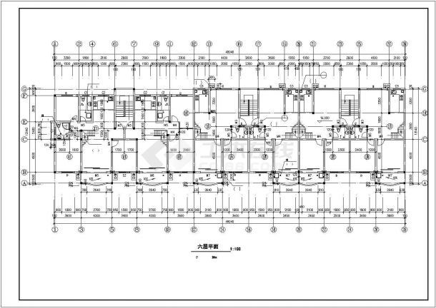 延安市林边花园小区6层框混结构住宅楼建筑设计CAD图纸（含车库）-图二