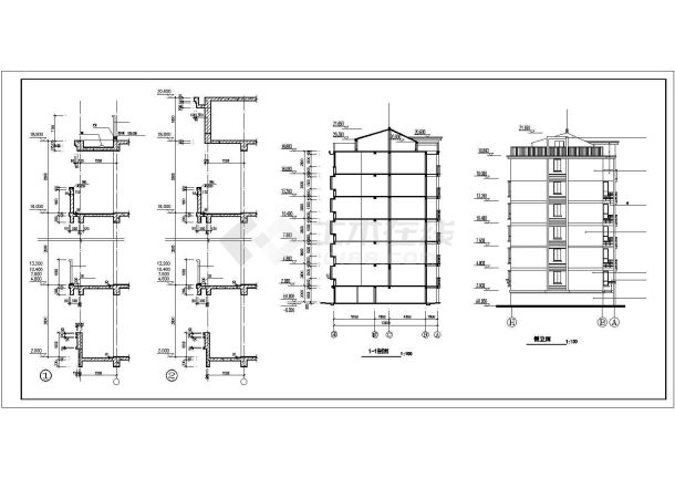 榆林市司丽华苑小区6层砖混结构住宅楼建筑设计CAD图纸（含车库层）-图一