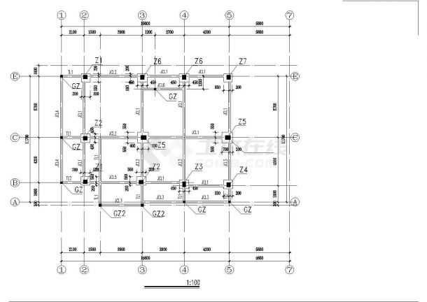 某五层住宅建筑结构施工CAD图纸，共16张图纸-图一
