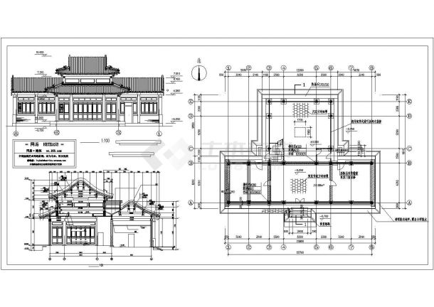 某古建厅楼CAD建筑施工设计方案图-图一