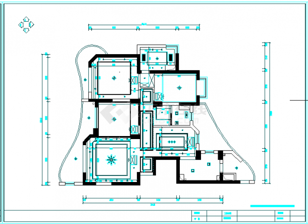 某小区住宅三房现代风格装修设计cad施工图-图二