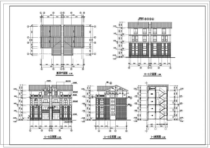 4层总342平米双拼别墅设计cad图_图1
