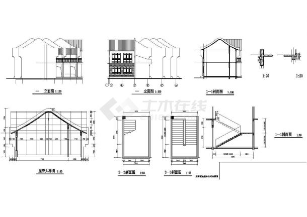 某景区戏楼组合CAD建筑施工图-南西楼-图二