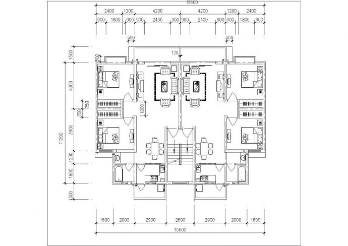 昆明市名邸花苑小区4张经典热门的平面户型设计CAD图纸（三室两厅型）_图1