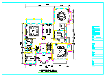 蓝海花园中式别墅装修设计cad施工图-图二