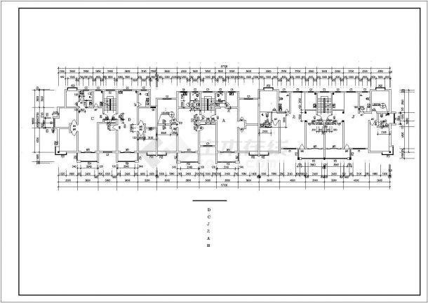 合肥市杏春苑小区三栋住宅楼的标准层平面设计CAD图纸-图二