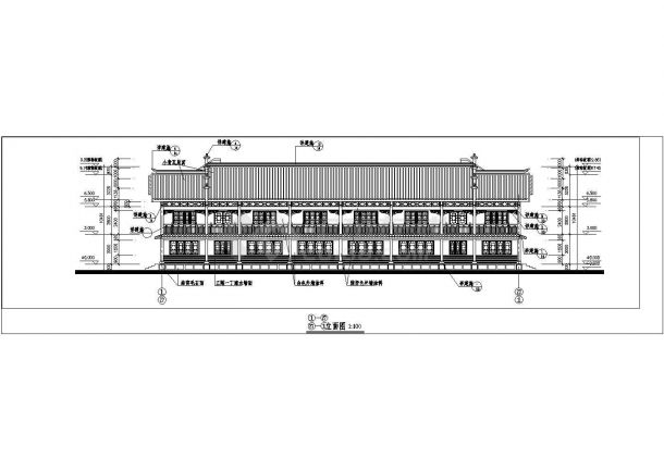 广元市某度假区2+1层砖混结构民居别墅楼立面设计CAD图纸-图二