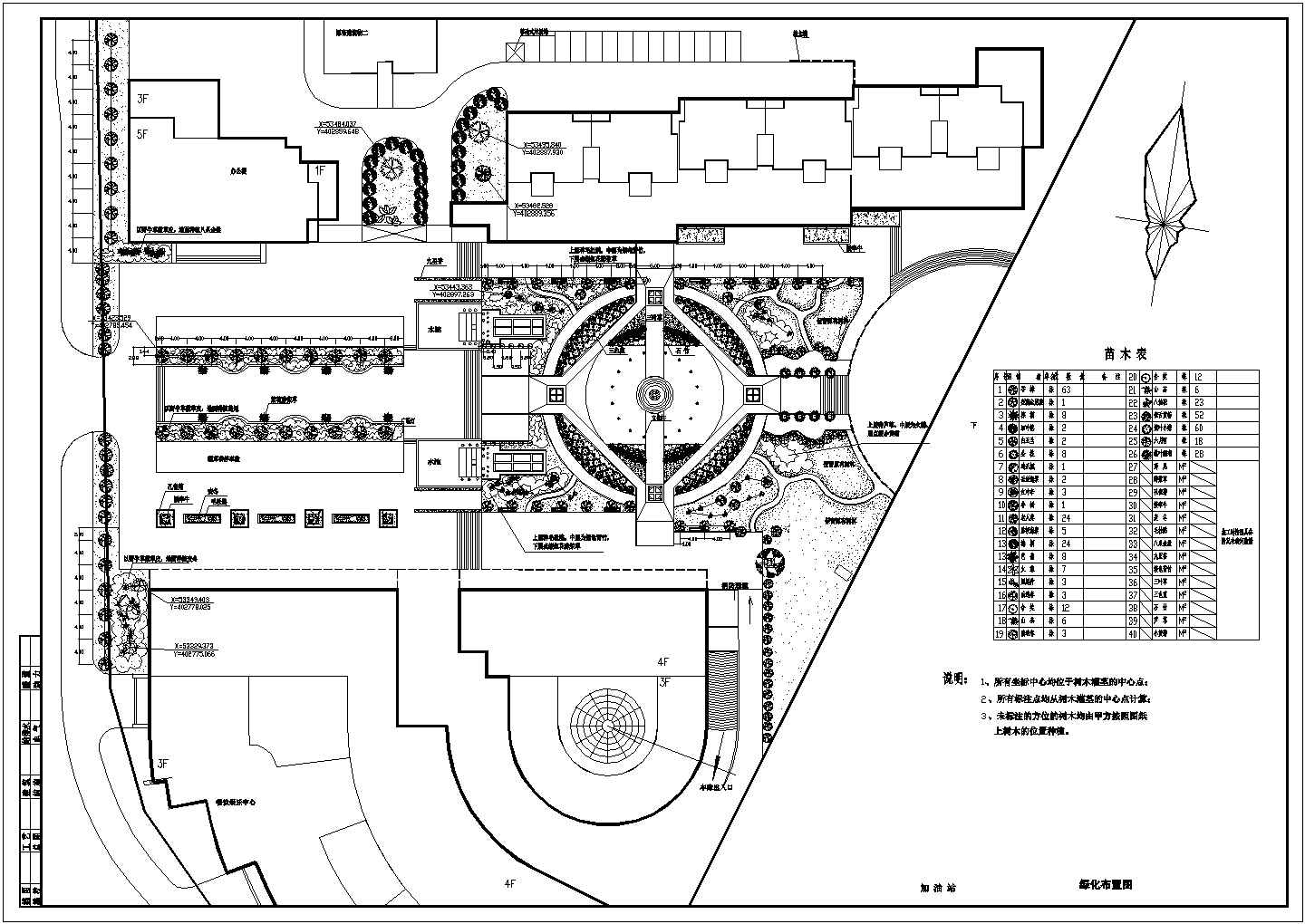 某文化中心综合广场总体绿化布置规划设计施工CAD图纸
