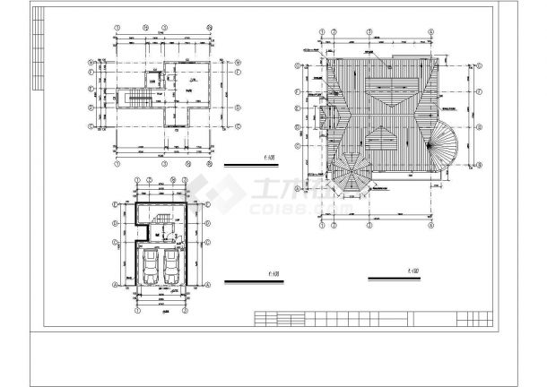 欧式联体别墅建筑设计施工图（共6张）-图一