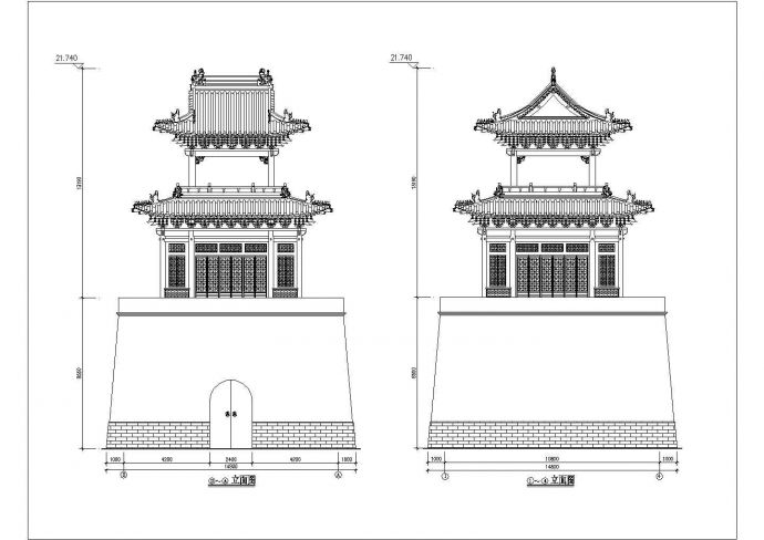 某古代建筑—城楼CAD建筑设计施工图 _图1