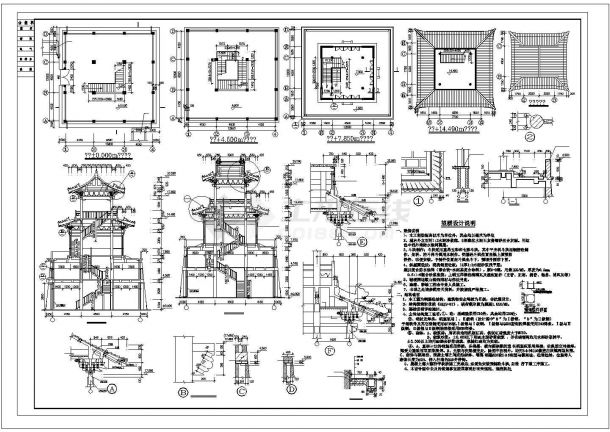某古代建筑—城楼CAD建筑设计施工图 -图二