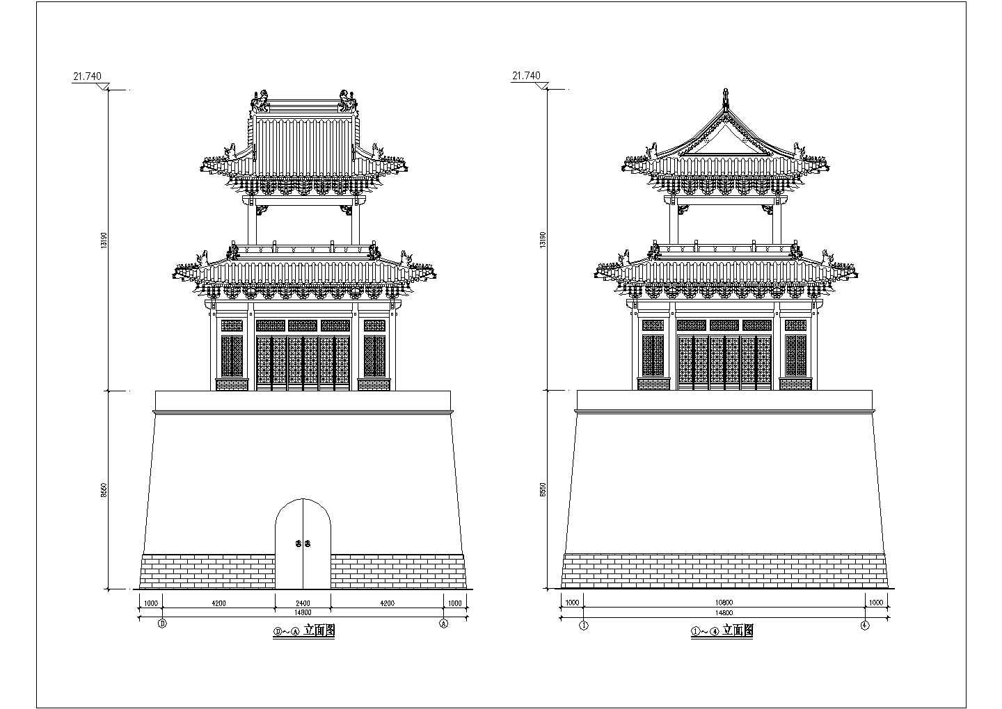 某古代建筑—城楼CAD建筑设计施工图 