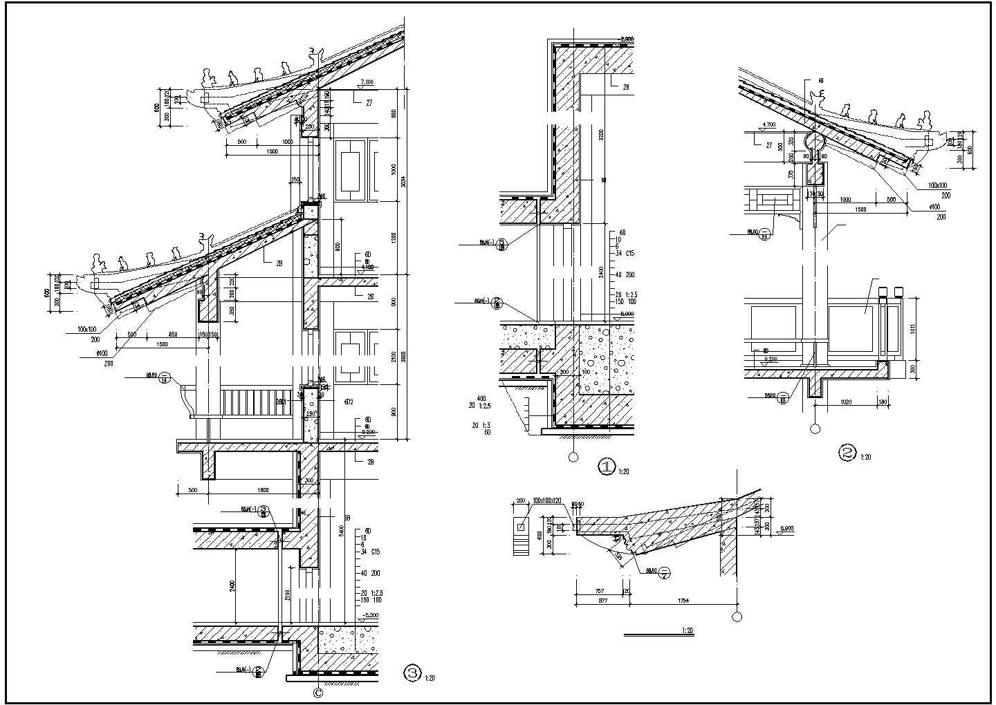 某中式古建筑CAD建筑设计施工墙身大样图
