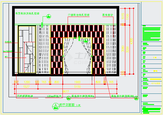 某长11.62米 宽10.11米 东今博艺展咖啡厅CAD室内设计装修图立面图-图一