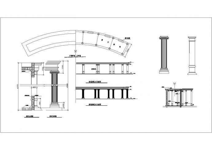 某别墅区欧式廊柱CAD结构设计大样图_图1
