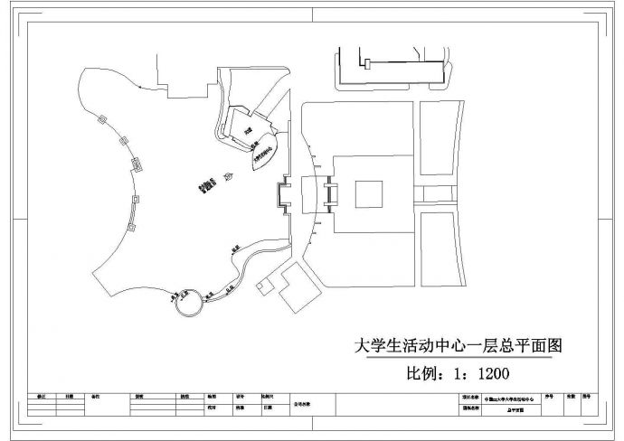 某大学生活动中心建筑CAD设计完整方案图总平面图_图1