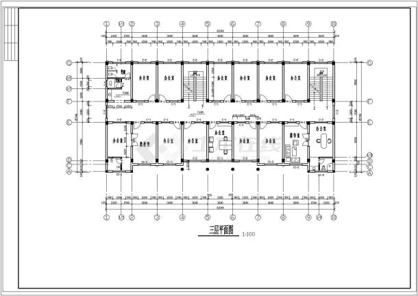 某四层框架结构办公楼设计cad全套建筑施工图（含结构设计，16张图）-图二