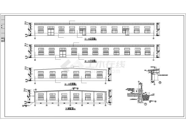 【最新】某双跨钢结构厂房结构设计方案CAD图纸-图二