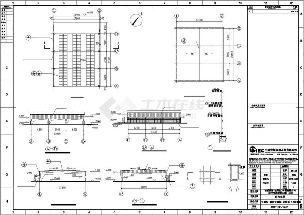 【最新】某自行车棚钢结构建筑设计方案CAD图纸-图二