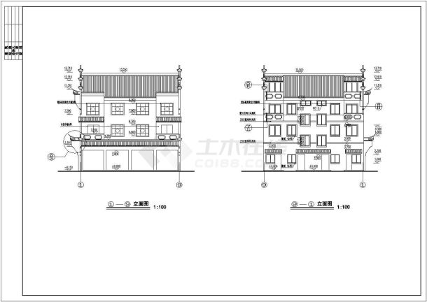 某农村徽派马头墙住宅楼CAD设计完整建筑施工图-图一