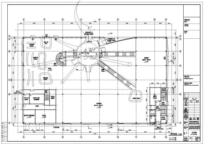 长74.4米 宽45米 2层展览展馆CAD建筑方案设计-平立剖面图_图1